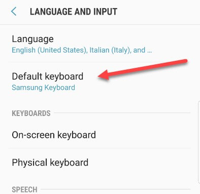 language and input - default keyboard