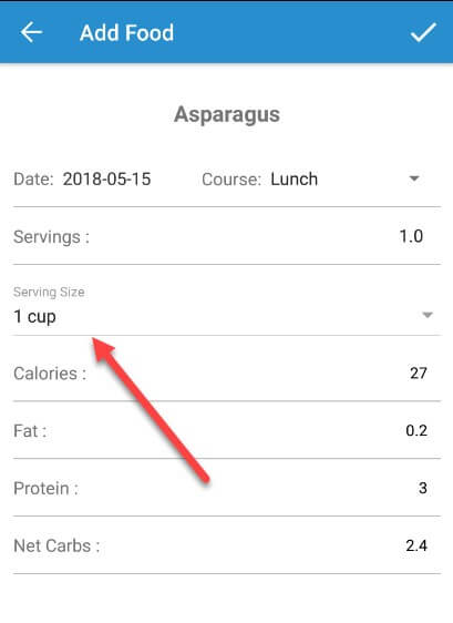 tap to change serving size